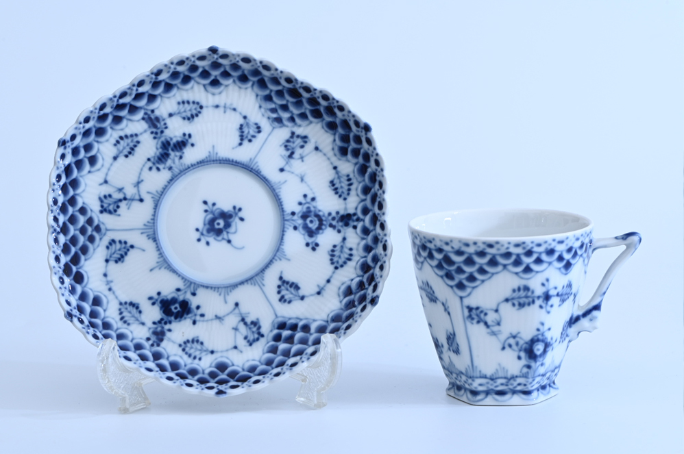 ロイヤルコペンハーゲン ブルーフルーテッド フルレース 顔付 コーヒー