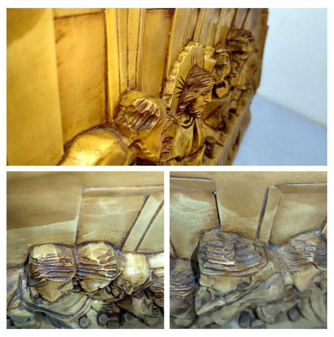 【当時物】レオナルド・ダ・ヴィンチ　最後の晩餐　木彫り　浮彫　壁掛け　オブジェ　アンティーク　インテリア　コレクション　貴重？_画像8