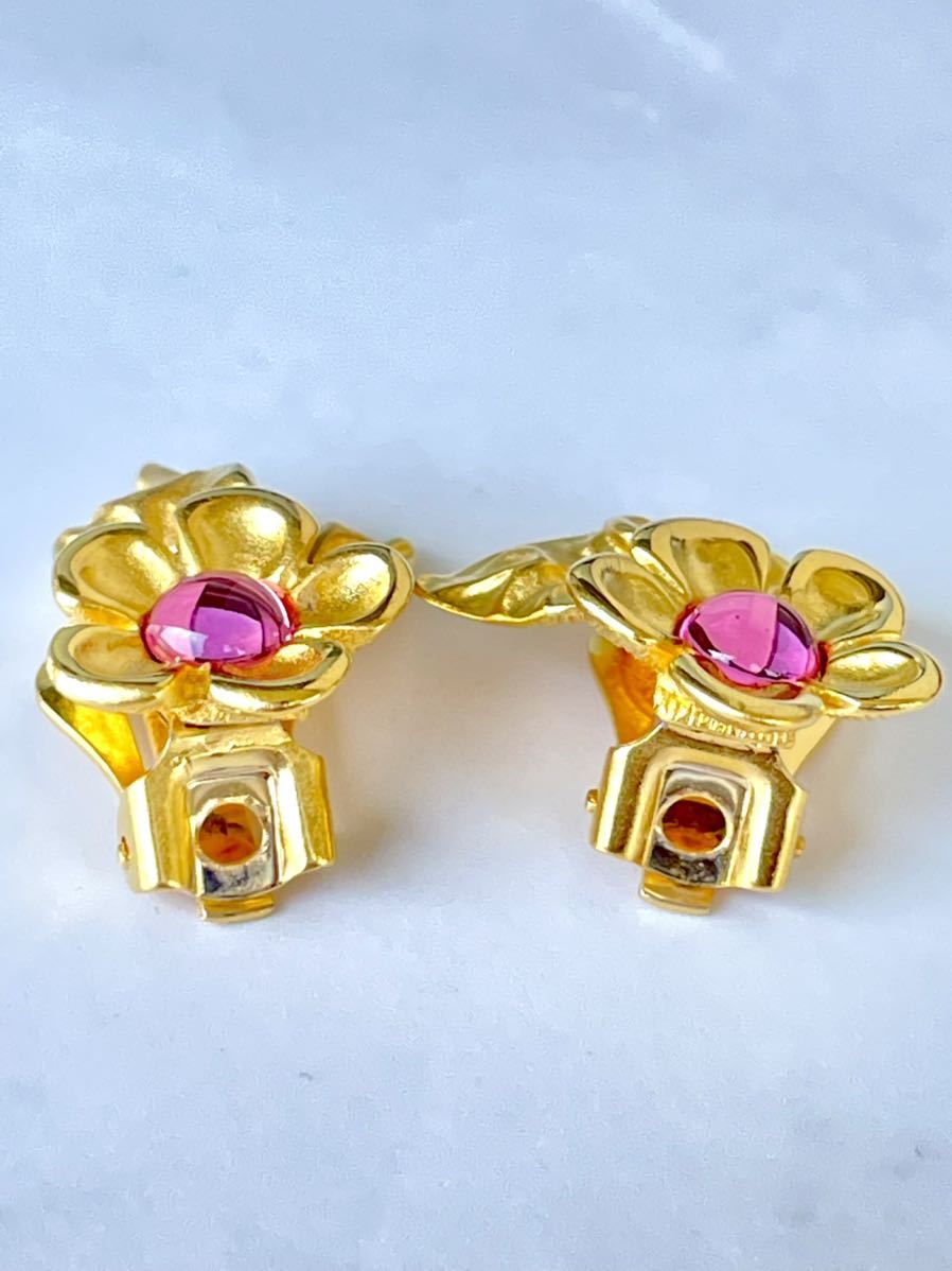 レア◇GIVENCHY ジバンシィ フラワー 花 イヤリング ゴールド色 ピンク