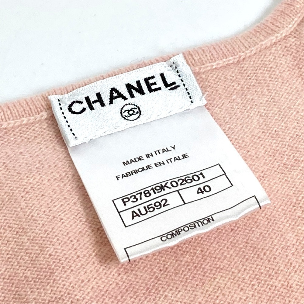 CHANEL シャネル P37819 ノースリーブ ニット カシミヤ ピンク