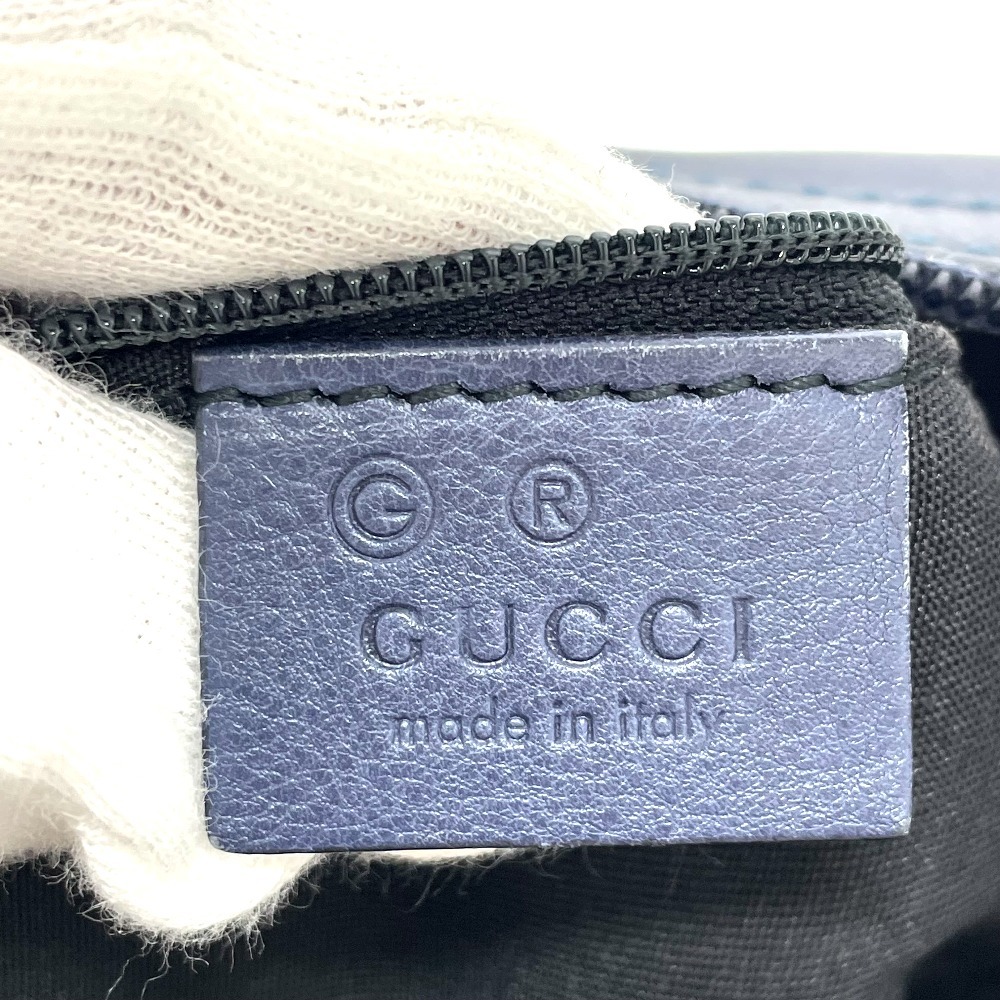 GUCCI グッチ 355774 バンブー ワンショルダー 肩掛け ショルダーバッグ レザー ネイビー レディース【中古】_画像9