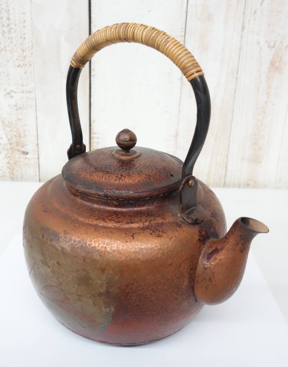 ヤフオク! - 伝統工芸 工芸美術 時代*鎚起銅薬缶 鎚目 湯沸 水注 水...