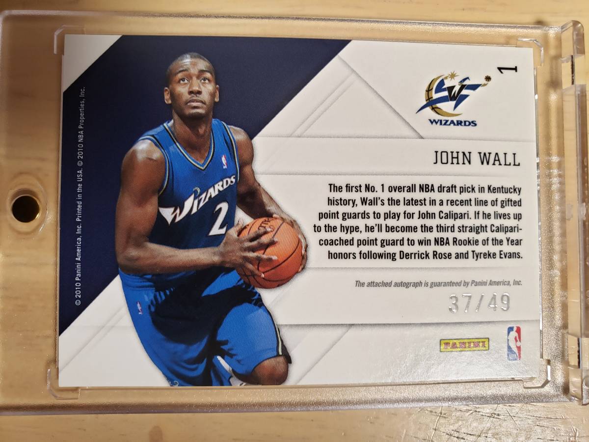 49枚限定 サイン 2010 -11 Panini Prestige JOHN WALL RC Auto ( /49) / ジョン ウォール Autograph _画像7