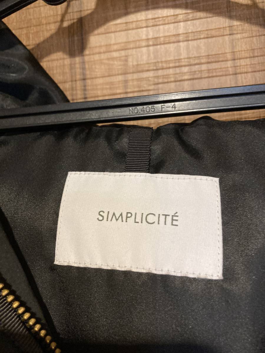 新品 未使用 SIMPLICITE スピック&スパン ダウンベスト アウター フード 黒 ブラック サイズ38 M レディース ジャケット_画像4