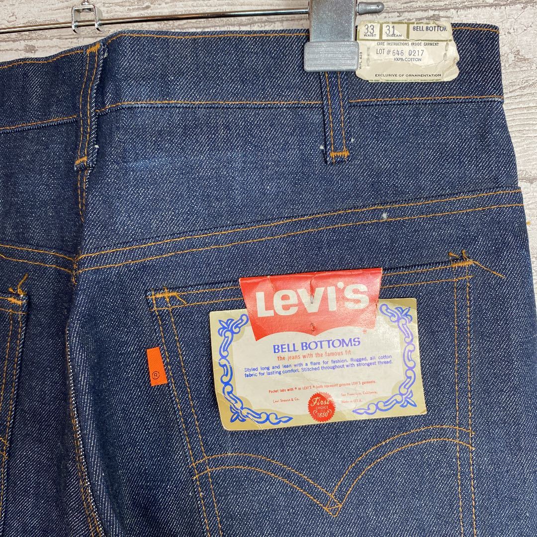 【デッドストック】W33 リーバイス646 Levi''s ジーンズ デニム ゴールデンサイズ 1975年2月製造 フラッシャー付き 未洗い