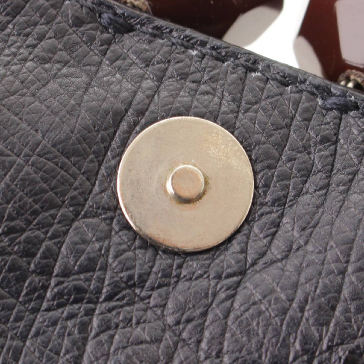 【プラダ】Prada バック ロゴ ビジュー付き オーストリッチ ワンショルダー バッグ ネイビー 【正規品保証】162539