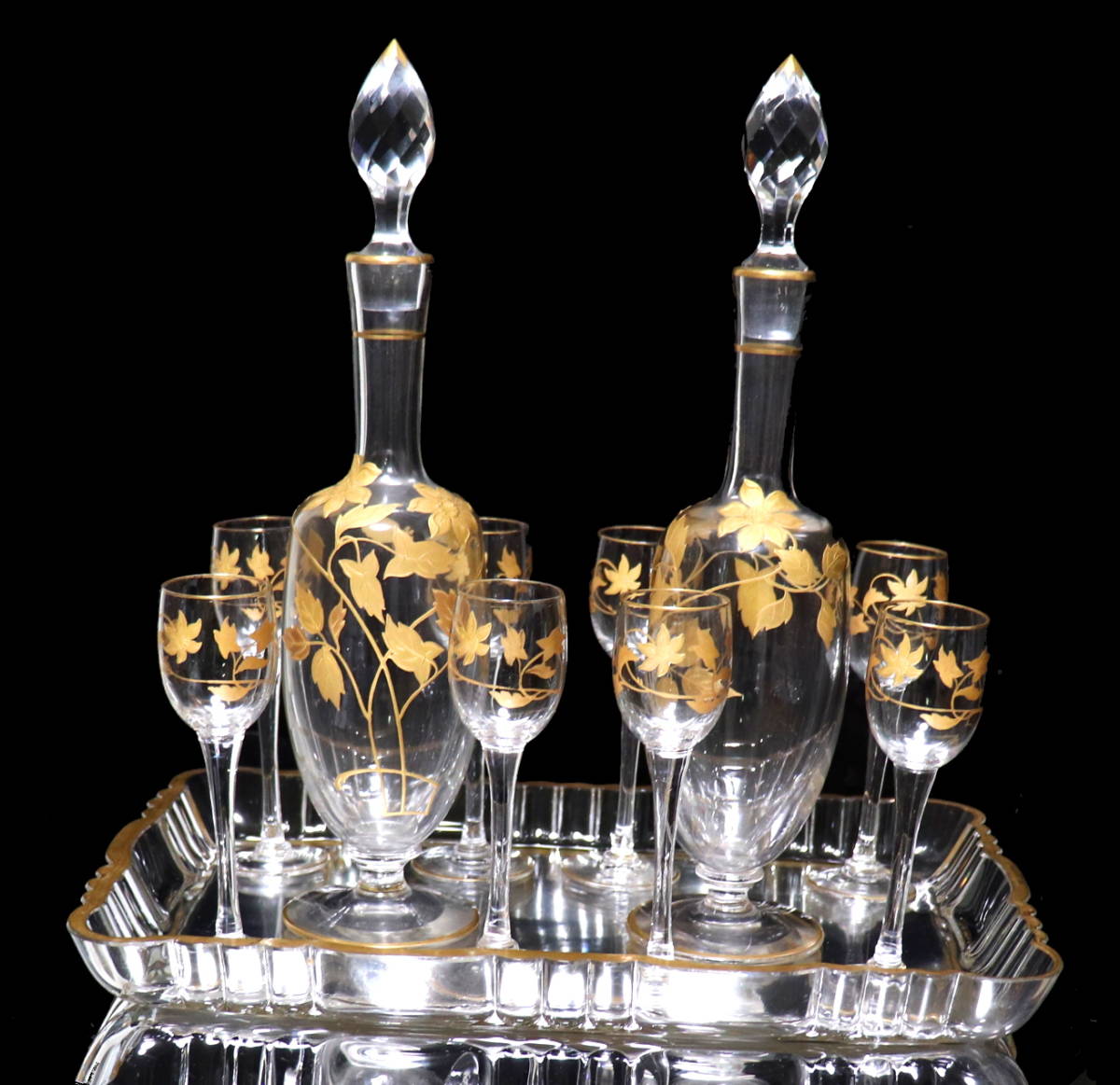 オールド・バカラ (BACCARAT) 1900年頃 金彩盛り上げ リキュールセット