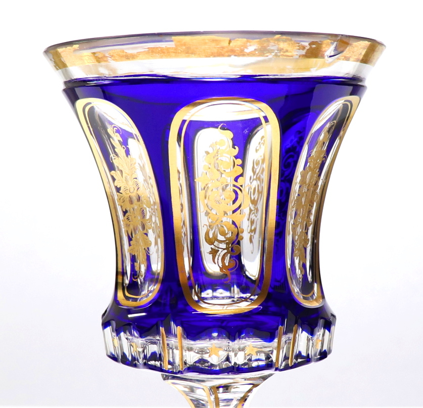 オールド・バカラ(BACCARAT) 超希少 金青金彩装飾 ワイングラス
