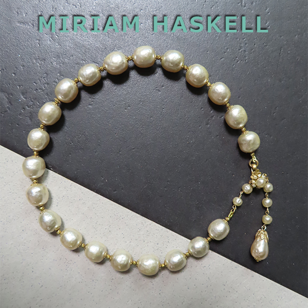 ◇ミリアムハスケル：しずく型金具＋パールのネックレス＋イヤリング