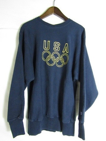 XLサイズ　90年代　USA製　Champion　リバースウィーブ　USA　オリンピック 刺繍　チャンピオン　ネイビー