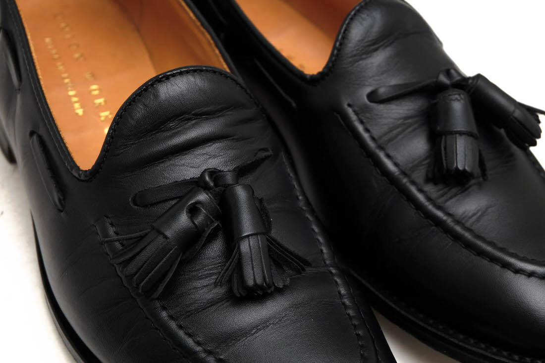 UNION WORKS Union Works tassel Loafer 130-095 Black Tassel Loafer cow leather car f slip-on shoes Goodyear welt made law 