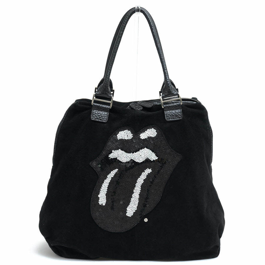 muta ムータ トートバッグ ENUOVE The Rolling Stones ローリングストーンズ ラムスエード 羊革 Lips&Toung刺繍 クロコ型押し_画像1