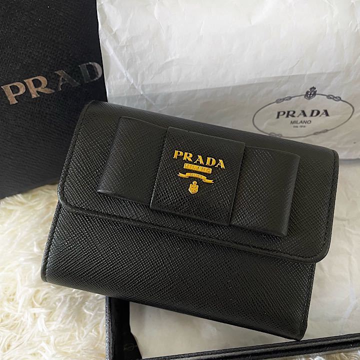 ウォレット】 超美品 PRADA プラダ COMPAC : バッグ・雑貨 ミディアム