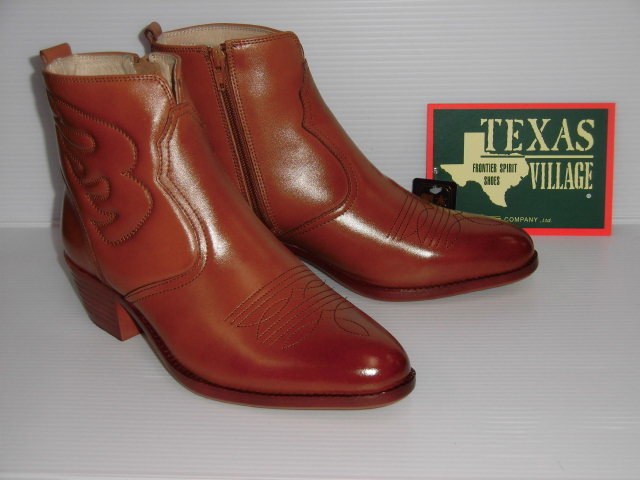 即決 24.5 TEXAS VILLAGE 5521 キャメル 牛革 本革 幅広3E 日本製 テキサス ヴィレッジ 撥水加工 紳士 靴 メンズ ウエスタン ブーツ