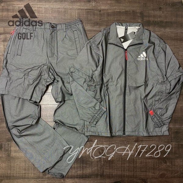 adidas アディダス ハイストレッチ レインスーツ ゴルフ ウェア 定価25,000 上下 セット FI7905 黒 M adidas アディダスゴルフ 上下セット
