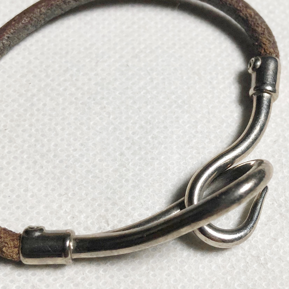 HERMES ジャンボ シングル ブレスレット エルメス JUMBO SINGLE BRACELET MADE IN FRANCE フランス レザー コンビ アピAPI SILVER シルバー_画像2