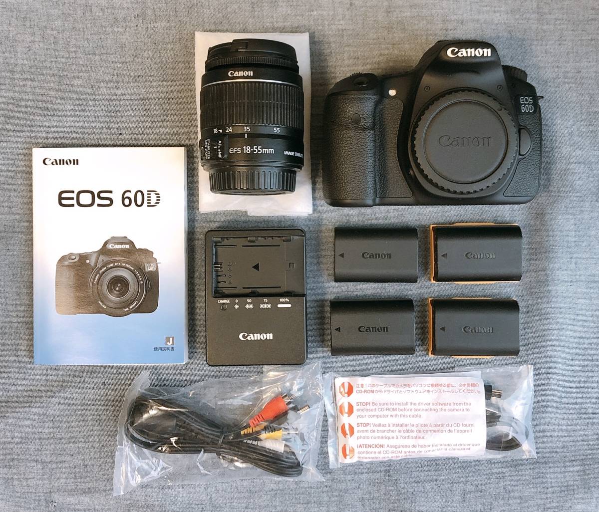 状態良好!一眼レフカメラ【Canon 60D】18-55mmレンズ・専用バッテリー