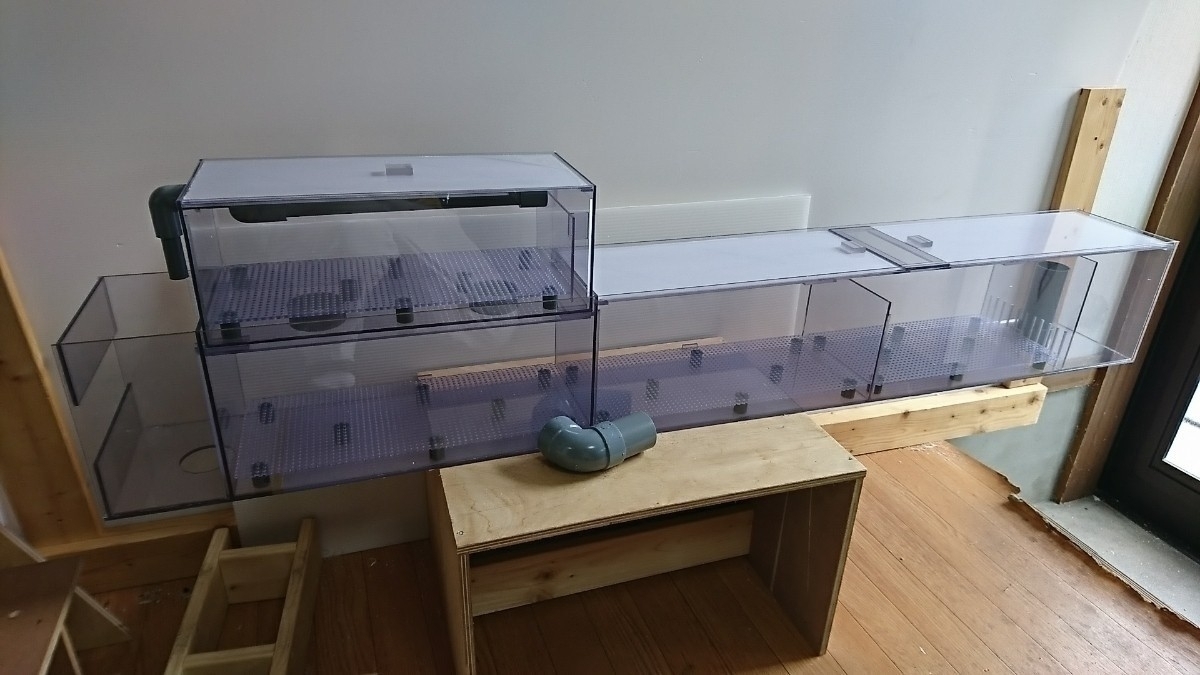 150cm アクリル水槽用 ウールボックス付き3層式 上部フィルター 水中