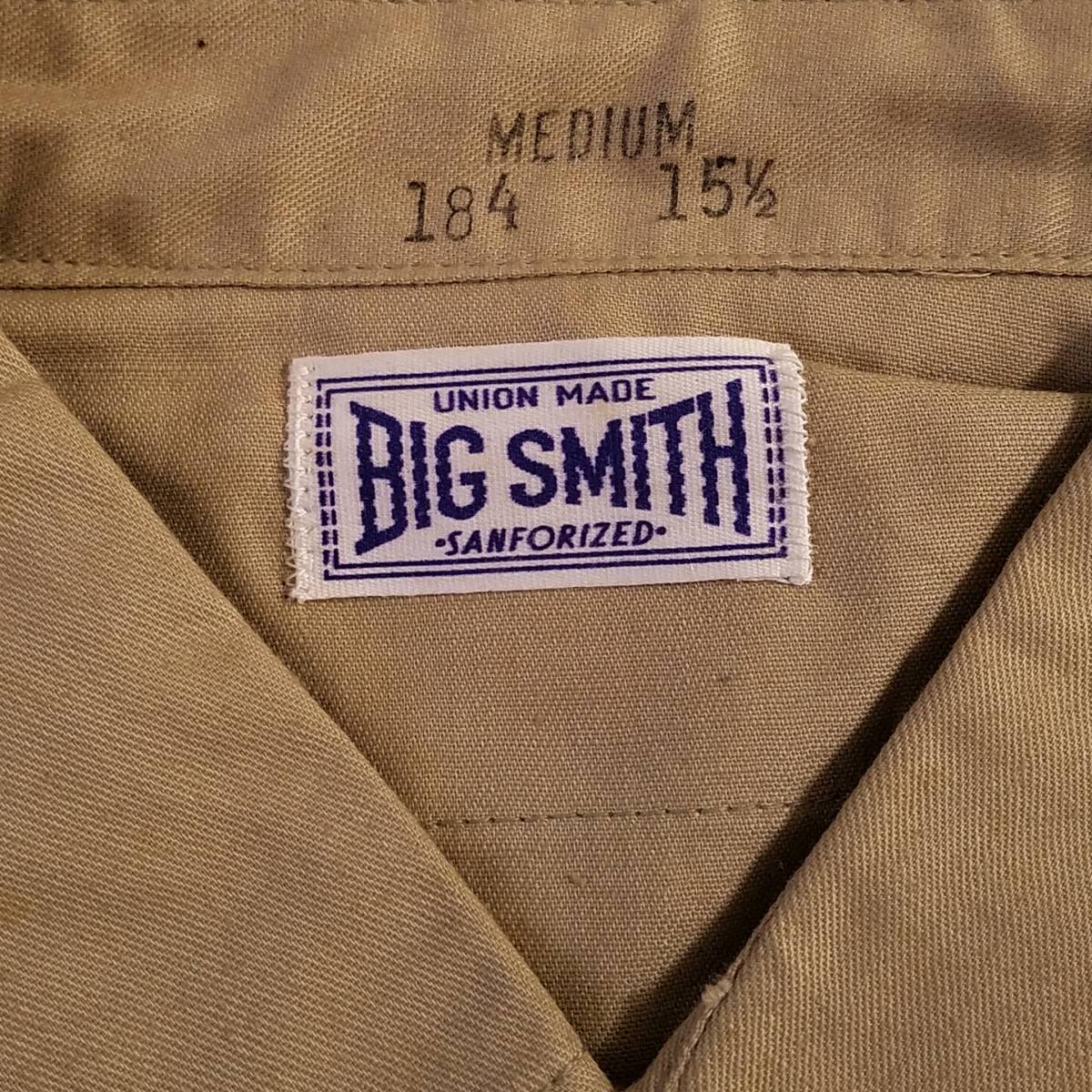 40s-50sデッドストック『BIG SMITH(ビッグスミス) / Phillips 66』長袖ワークシャツ 米国製 カーキ サイズM/ヴィンテージ_画像4