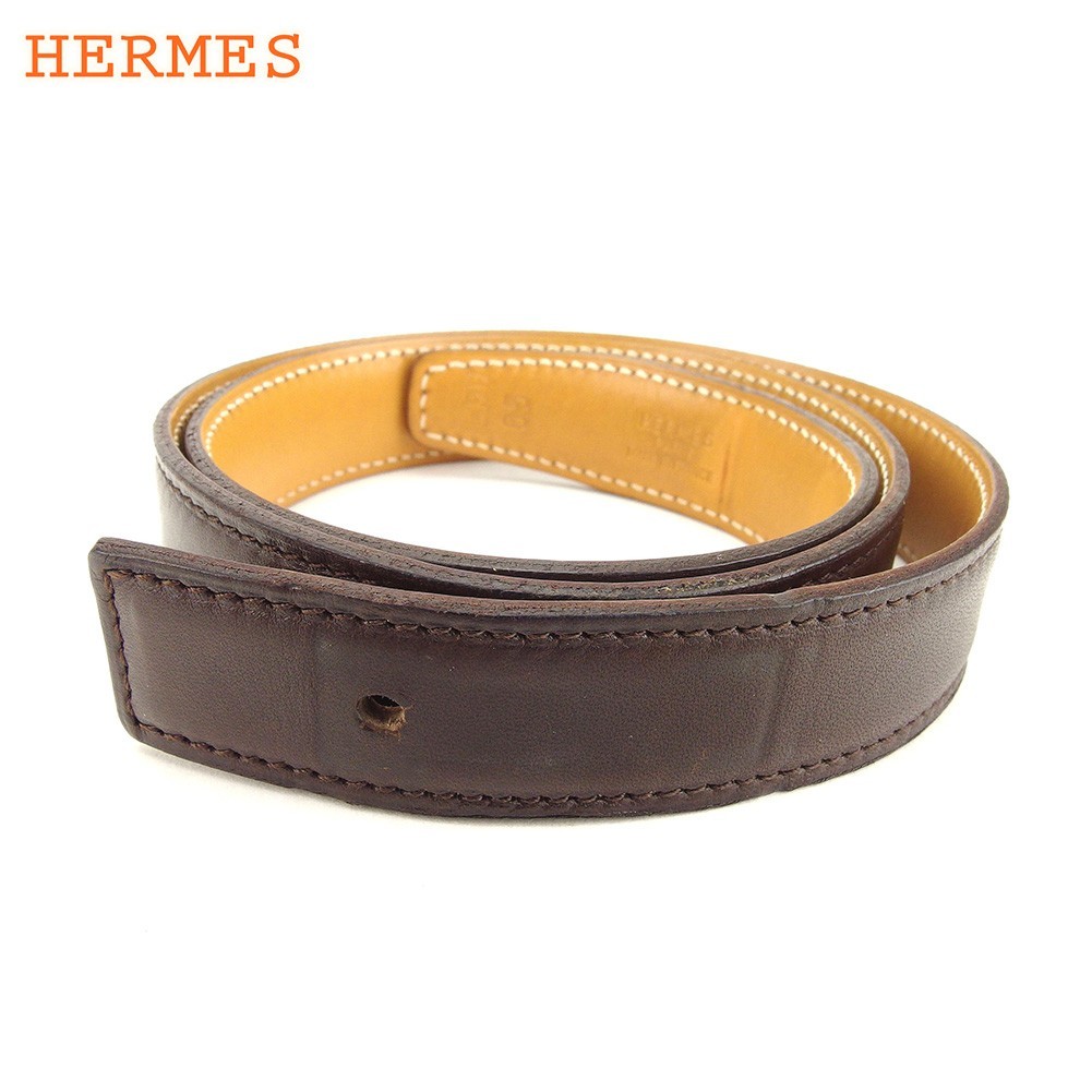 短納期・高品質 HERMES バックルサイズ65 ベルト　黒×茶　ゴールド　H エルメス ベルト