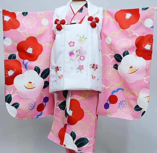 七五三 三歳 女児 被布着物フルセット 被布に刺繍入り 祝着 新品（株）安田屋 NO37871