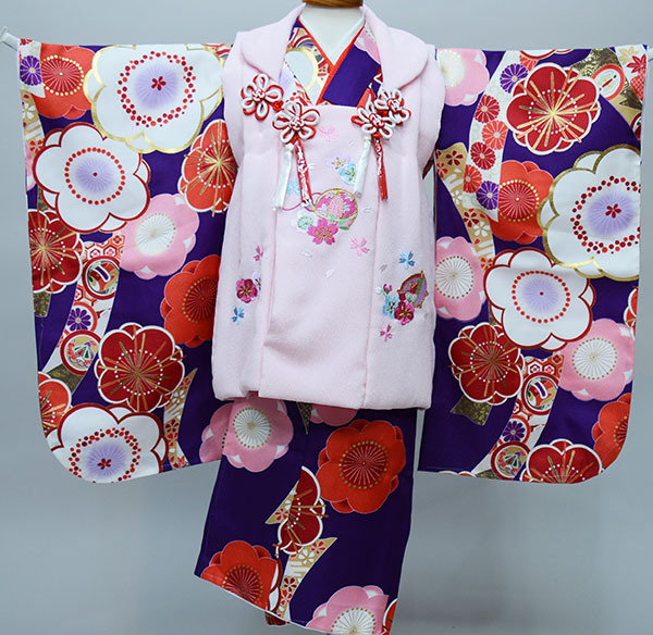 七五三 三歳 女児 被布着物フルセット 染め加工日本 女の子 3歳 3才 祝着 新品（株）安田屋 NO34352