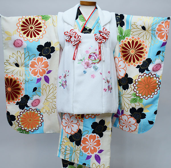 新作 女児 三才 三歳 七五三 被布着物フルセット NO34386 新品(株