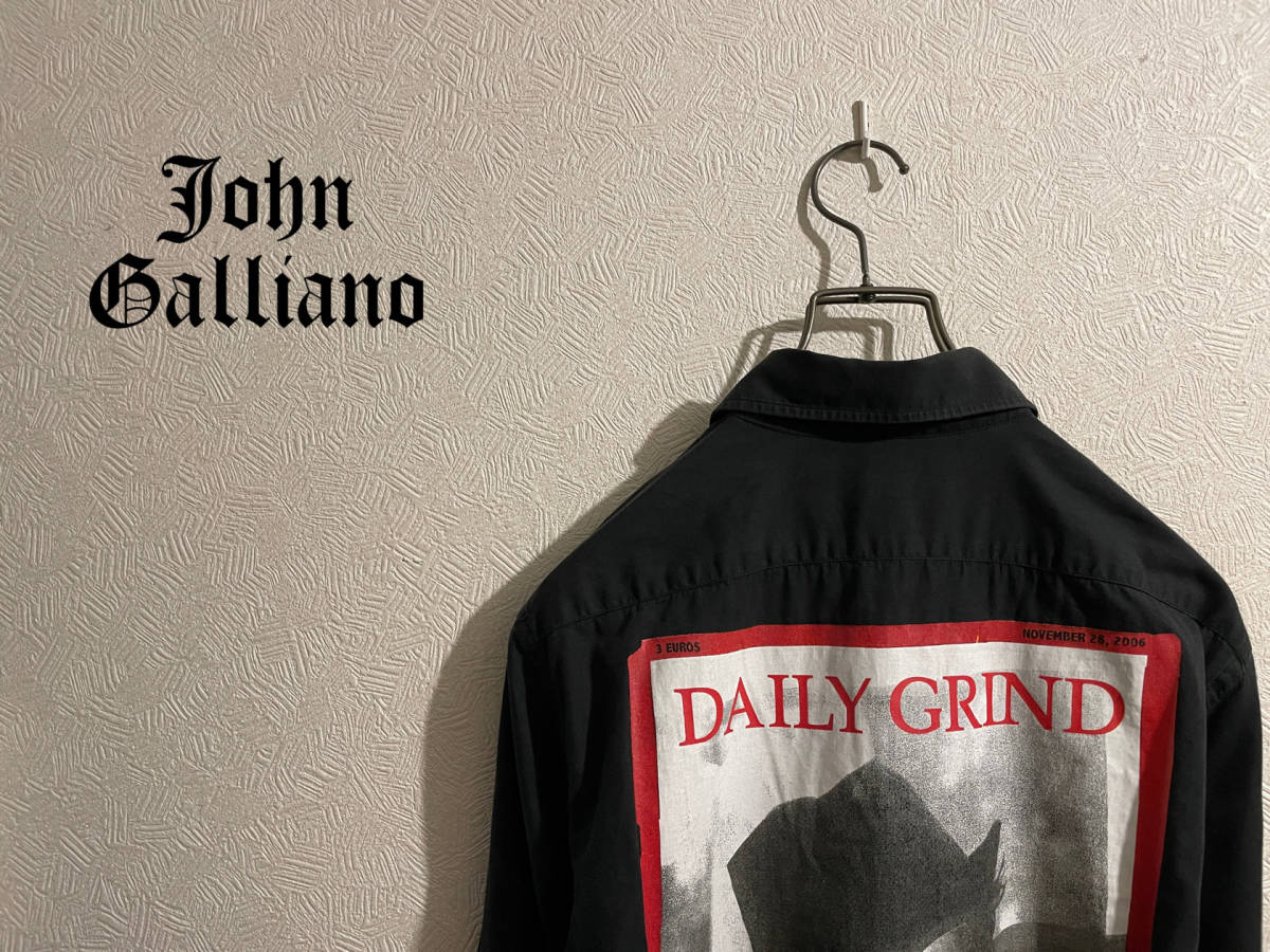 ◯ イタリア製 John Galliano ウォンテッド プリント シャツ / ジョン