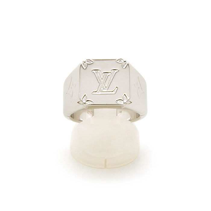 『1年保証』 シグネットリング 指輪 VUITTON LOUIS ルイヴィトン 中古美品 モノグラム イタリア製 ワイド アクセサリー シルバー M62487 19号 M 指輪