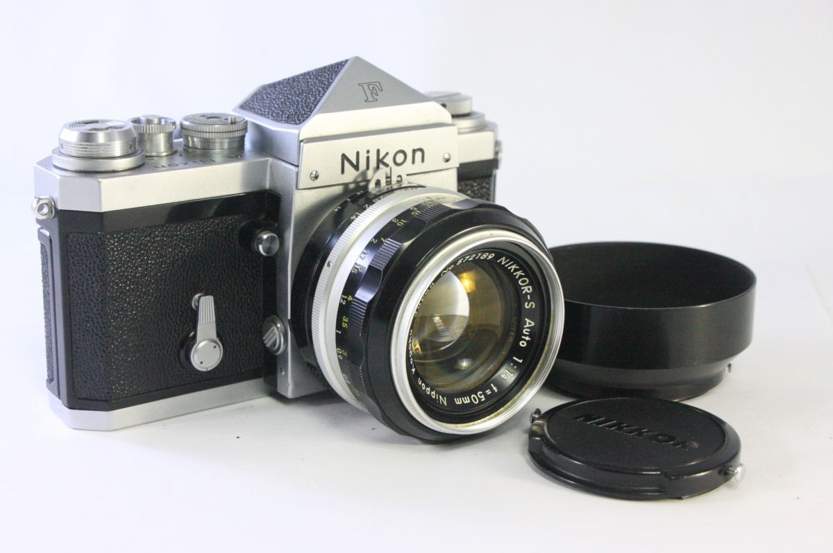 【動作保証・点検済】良品★ニコン Nikon F アイレベル＋AI改 AUTO NIKKOR-S 50mm F/1.4★メタルフード★AD866_画像1