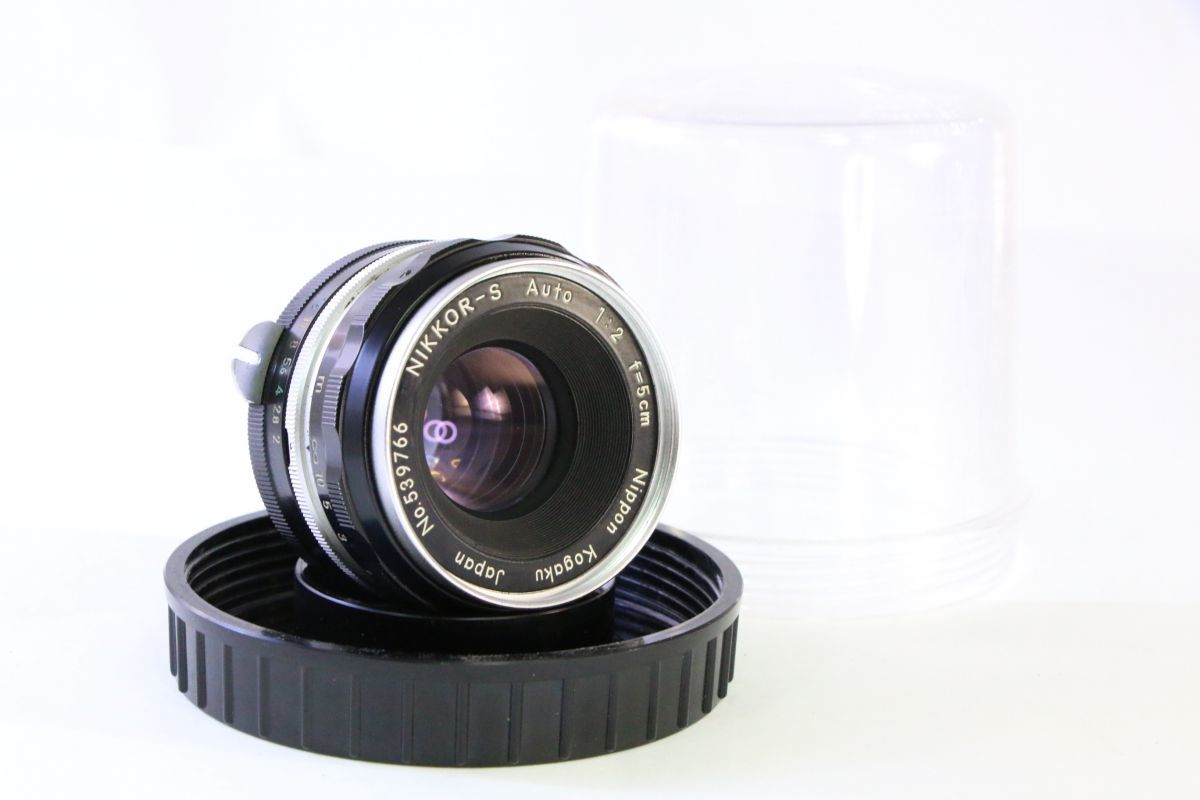 実用□ニコン Nikon NIKKOR-S Auto 5cm F2 PAT.PEND□ケース付き・箱