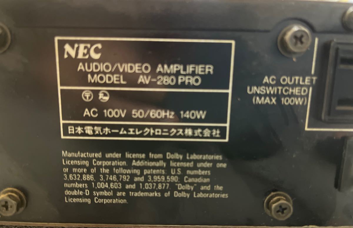 NEC 5 1チャンネル AVサラウンドプロセッサー AV-280PRO 美品 NEC 5 1チャンネル AVサラウンドプロセッサー AV-280PRO 美品