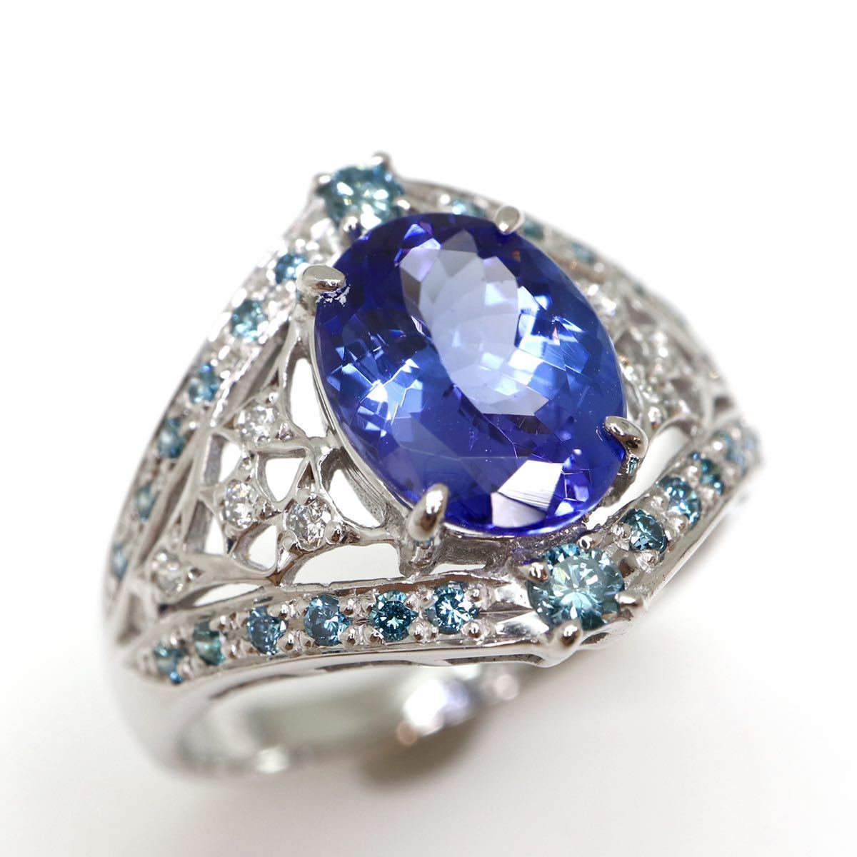 天然タンザナイトリング 1.78ct】BD0.026ct D 0.05ct K18WG 4.6g 11.5
