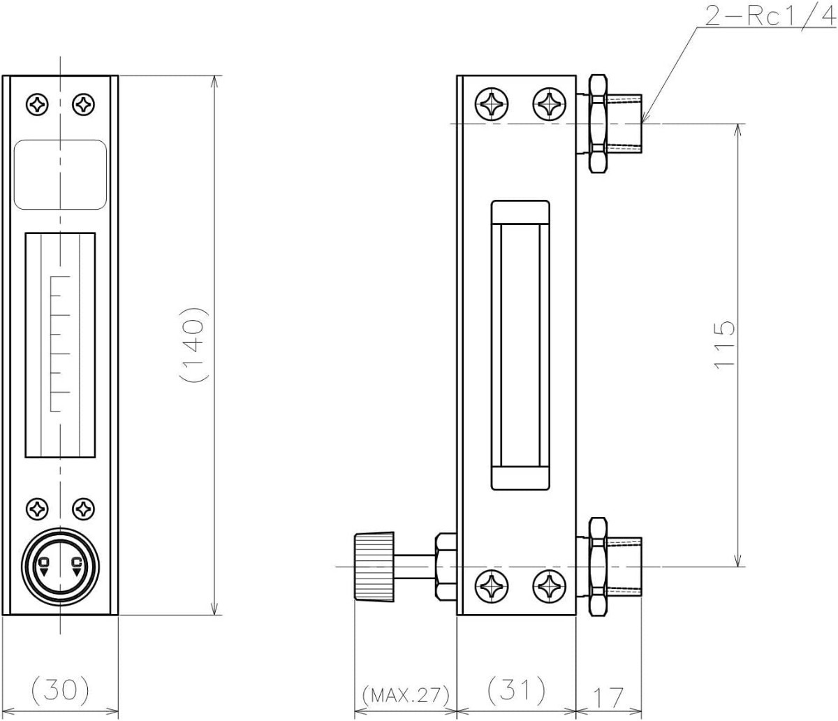 東京計装 P-010シリーズパージメータ （流量計） 水用 10~100ｍL/min Rc1/4