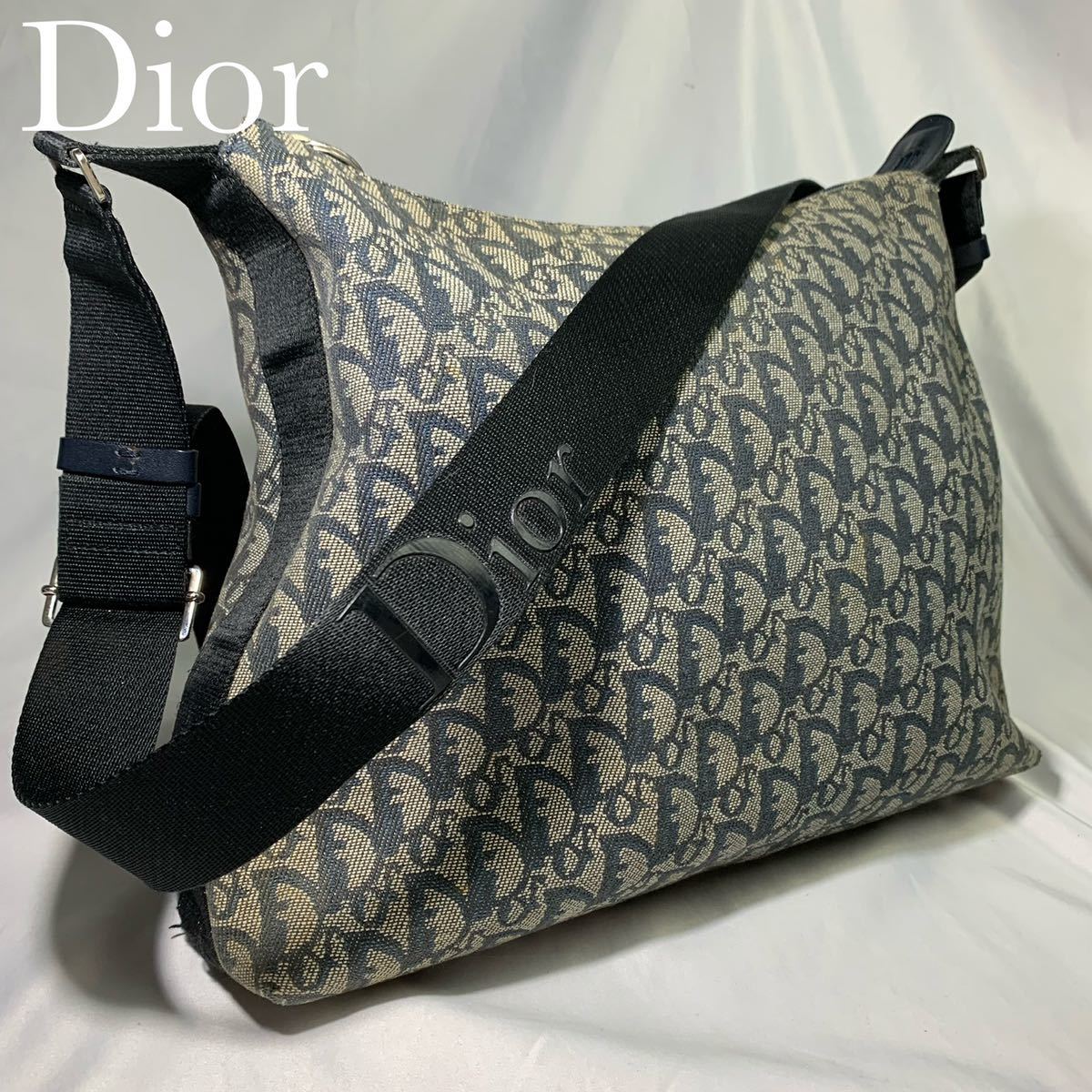 美品 DIOR ディオール トロッター柄 ロゴ文字 総柄 ショルダー バッグ