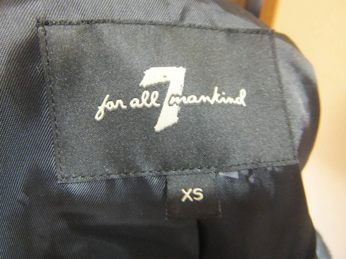 7 For All Mankind サイズ XS 羊革 ラムレザー コート アウター IDEALジップ セブンフォーオールマンカインド ジャケット 黒 メ14014_画像5