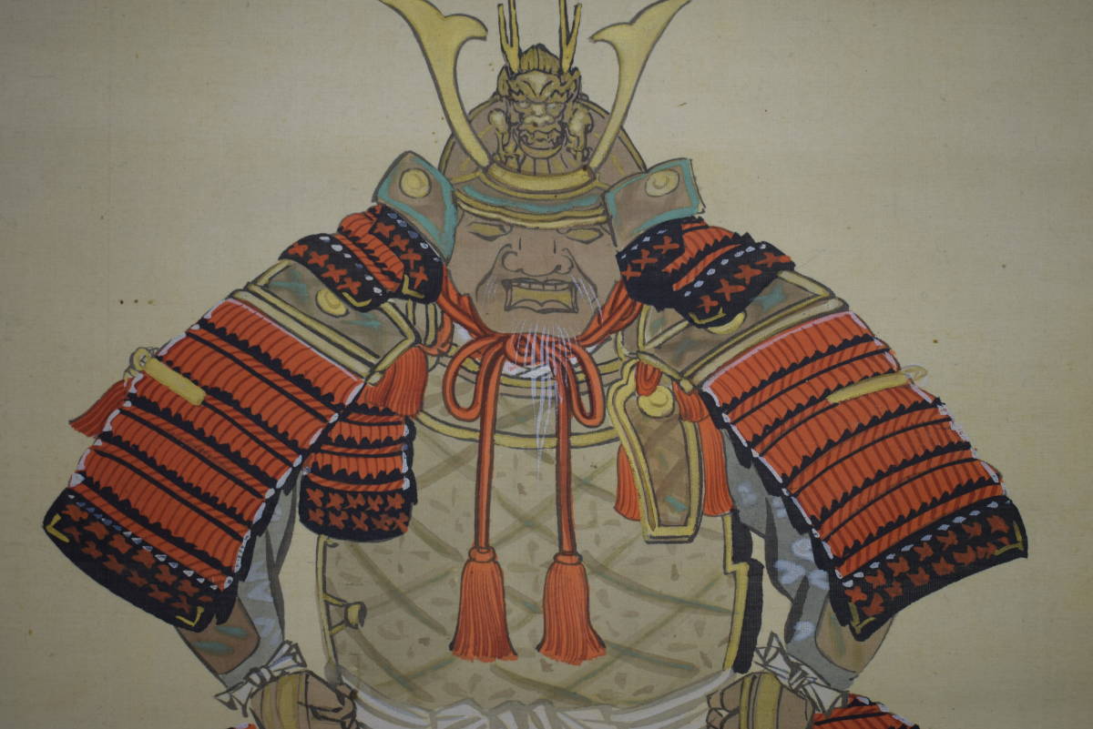 真作】//天華/具足図/武者絵図/布袋屋掛軸HJ-456 真作】//天華/具足図/武者絵図/布袋屋掛軸HJ-456