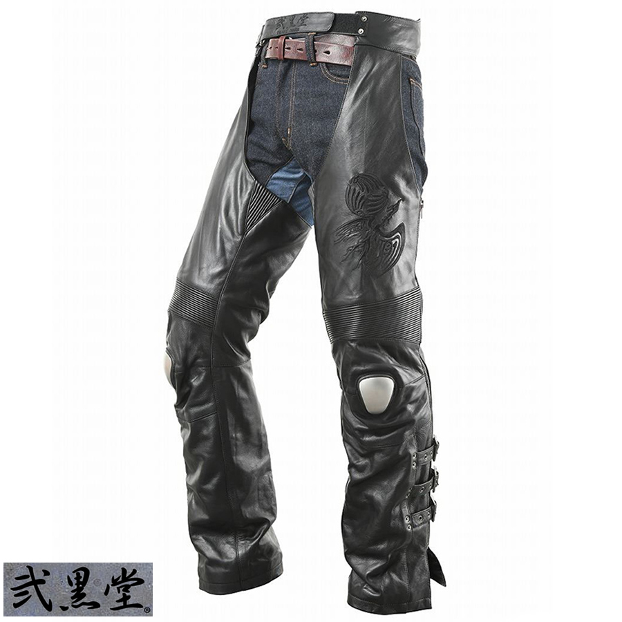 . black . all season hard ride leather chaps men's lL size - black -WBPN-23 cow leather 