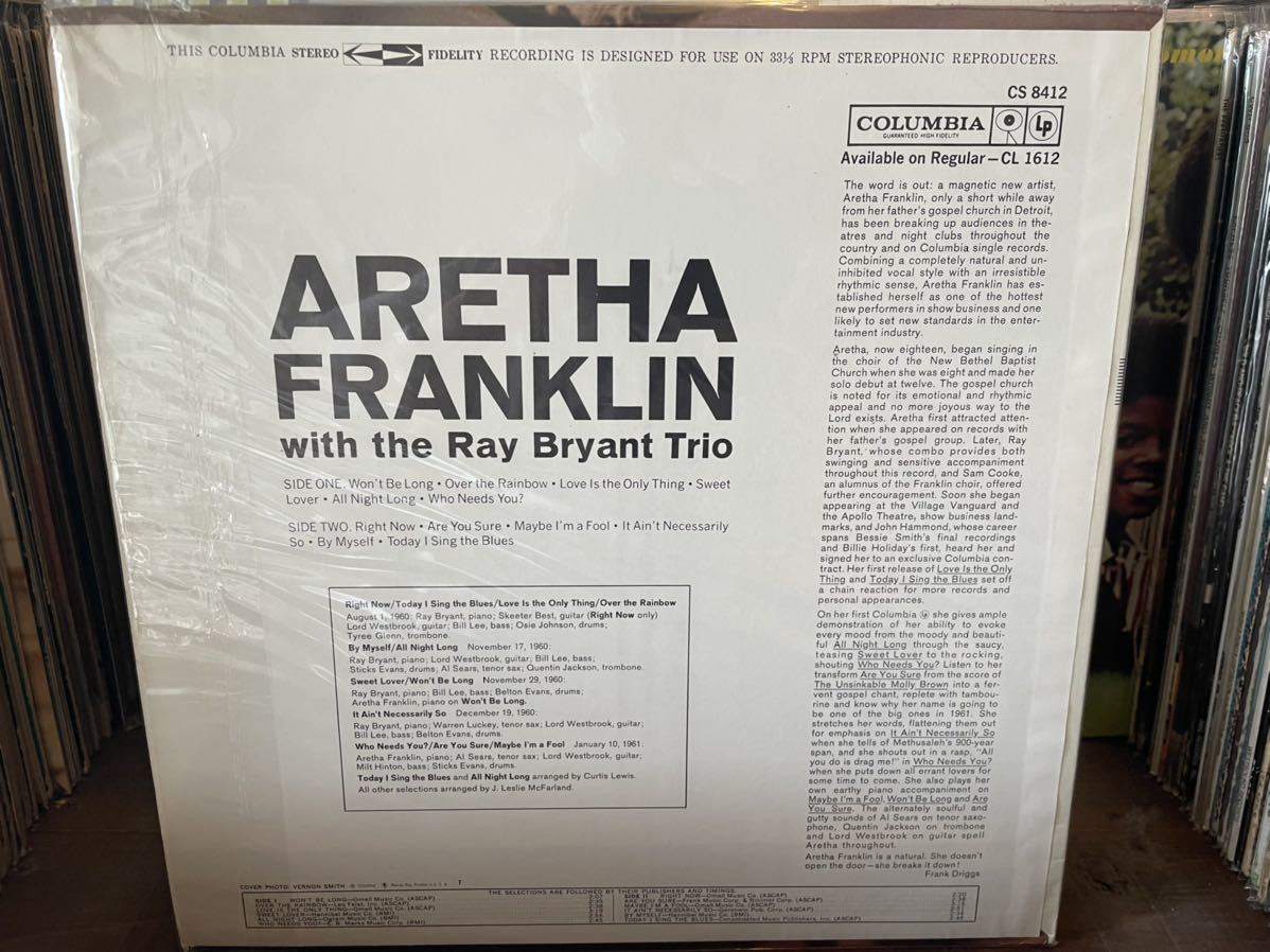 ARETHA FRANKLIN WITH The RAY BRYANT COMBO ARETHA LP US 60'S PRESS!! _画像2