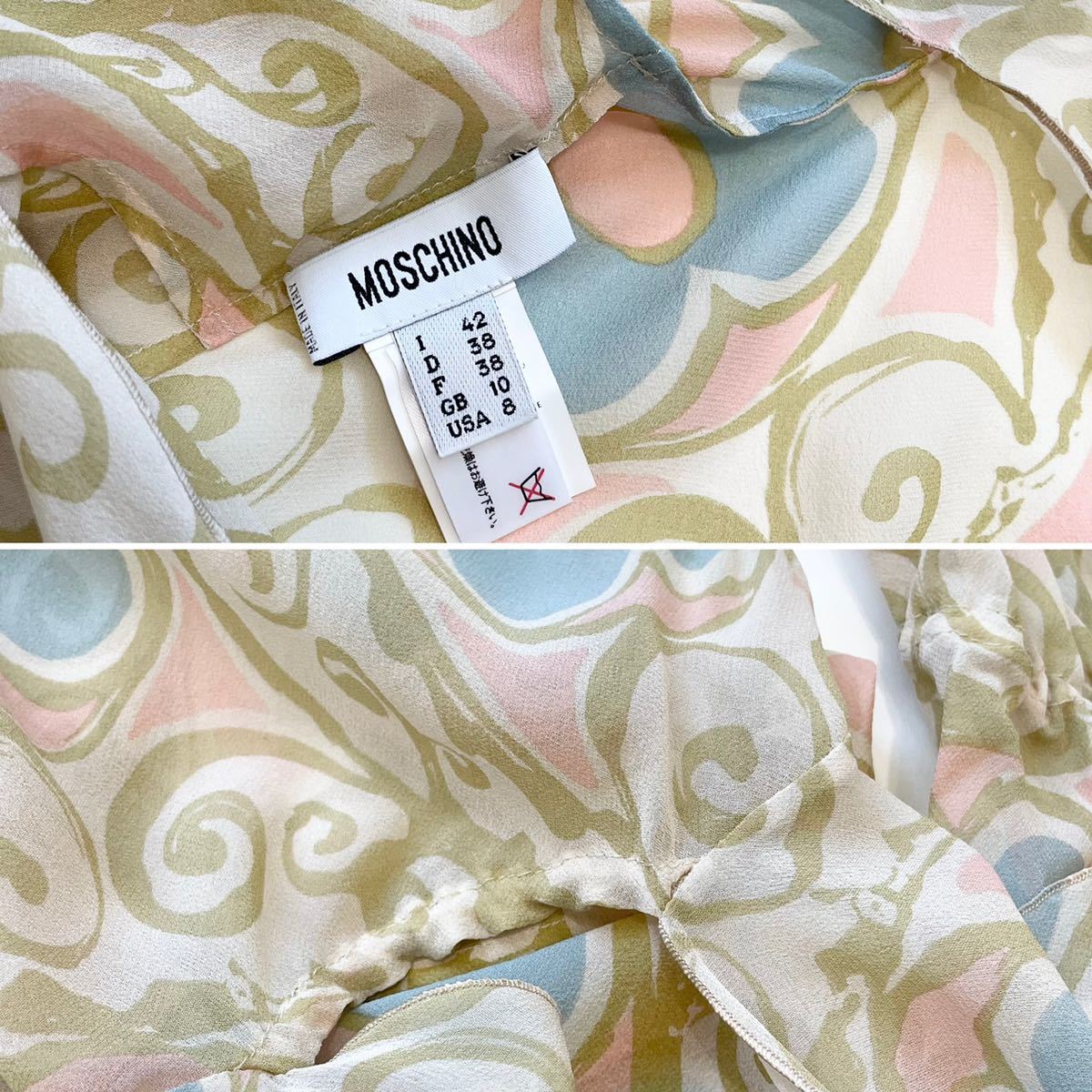  Moschino MOSCHINO silk chiffon print blouse #42,,