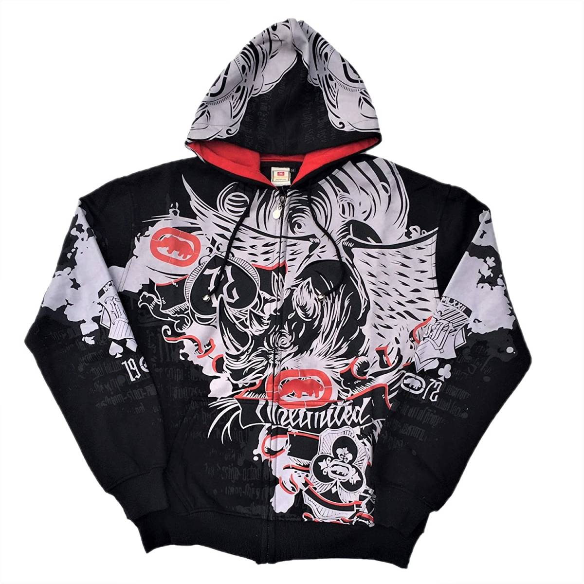 [並行輸入品] ECKO UNLTD エコー アンリミテッド ECKO RHINO ライノプリント ジップアップパーカー (ブラック) (XXL)_画像1