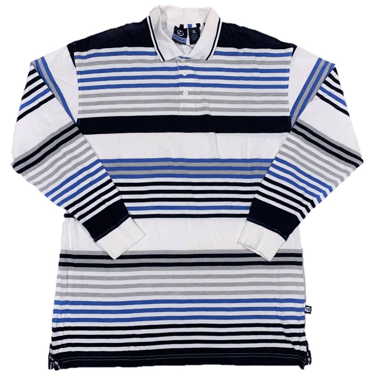 [並行輸入品] KNOCK OUT ノックアウト ロングスリーブ ポロシャツ (ブラック/ブルー/ホワイト) (XL)