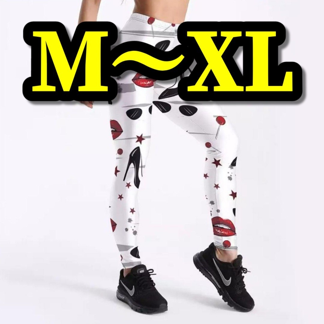 レギンス スパッツ レディース 白 カジュアル M L XL 美脚 ヨガ フィットネス ジム スポーツ 柄 柄パンツ  PANTS