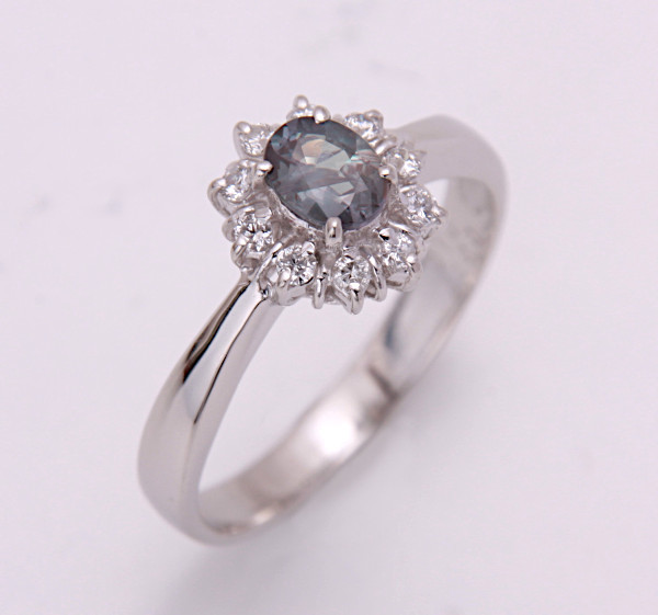 { pawnshop exhibition }Pt900* natural alexandrite 0.317ct+ diamond ring *C-5722