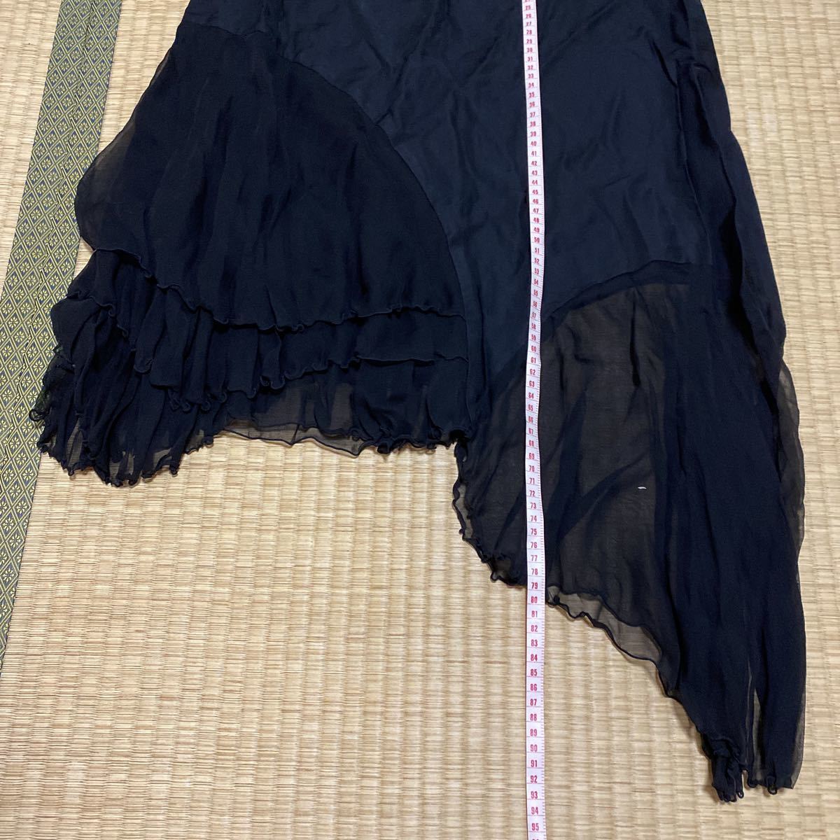Seta ichiro セタ イチロー セタ イチロウ via bus stop ミラノコレクション 40 スカート ブラック 黒 アシンメトリー 変形スカート_画像4