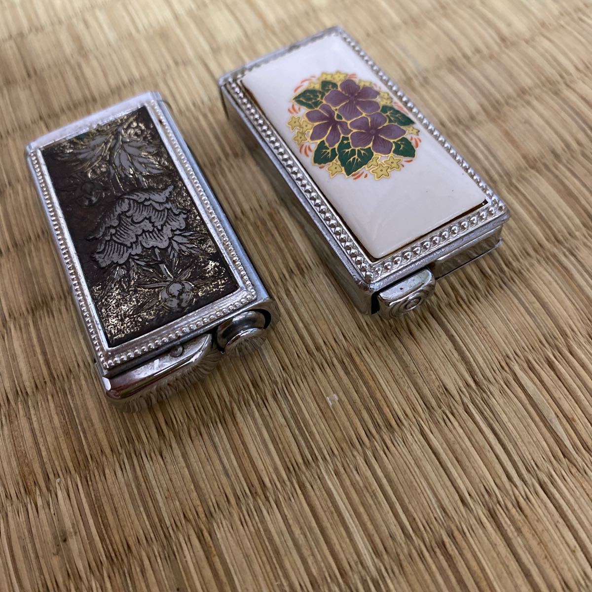  Showa Retro Vintage antique NACONna navy blue silver engraving pattern perfume inserting lighter type perfume atomizer primadonna Vintage rare 