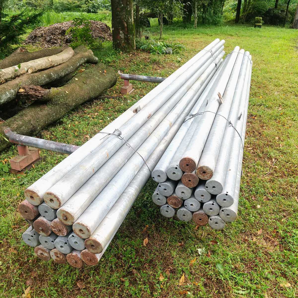 メッキ鋼管89mm 約4mx37本 鉄パイプ鋼材(支柱、柵、物置、車庫、倉庫、畜舎、土留めなどの材料に)