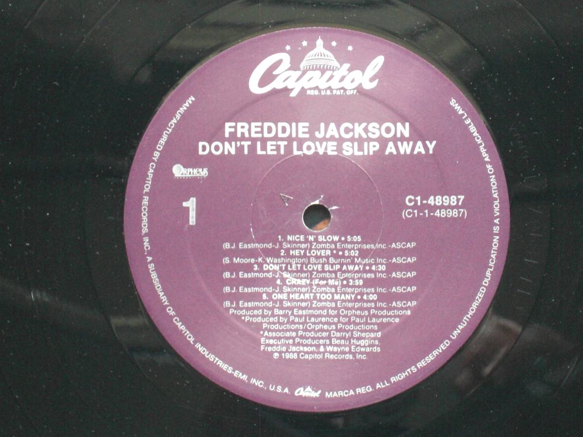 USオリジナル盤LP　Freddie Jackson ／ Don't Let Love Slip Away 　ブラックディスクガイド掲載盤№566　(Capitol Records C1-48987 )　_画像3