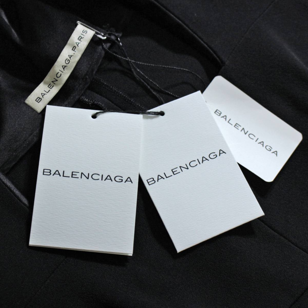 tag attaching *BALENCIAGA France made square neck georgette tops 36 * Balen...