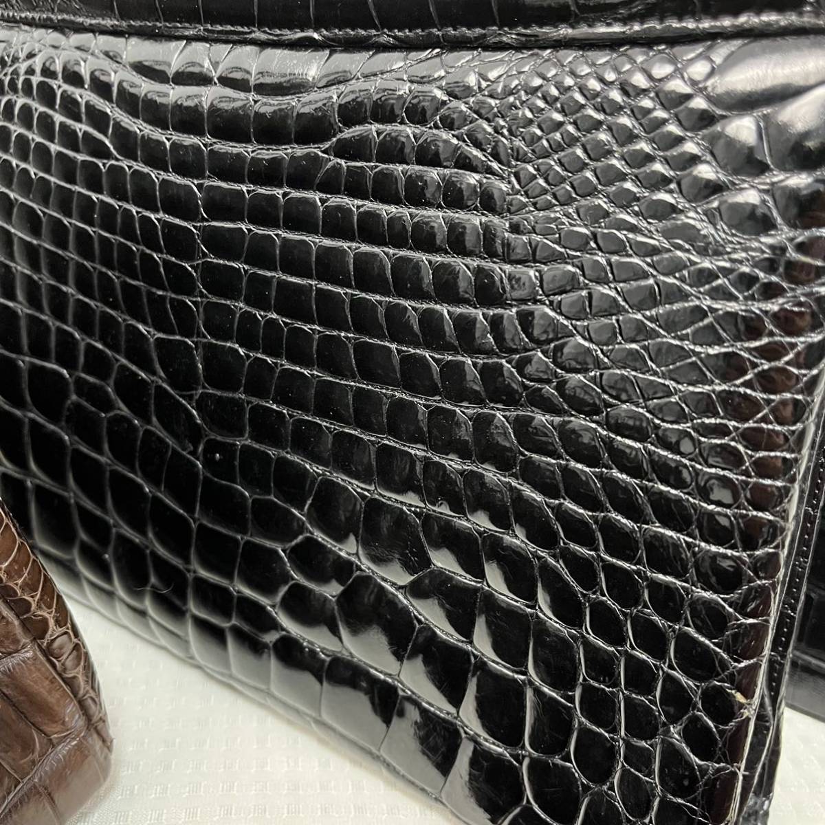 1円 美品 GENUINE CROCODILE SKIN シャイニング クロコダイル 1円 美品 GENUINE CROCODILE SKIN シャイニング クロコダイル